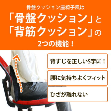 腰痛 クッション オフィス MARNA マーナ プラスチョイ 骨盤クッション 座椅子風 2個セット ブラック オフィス用 【宅急便】