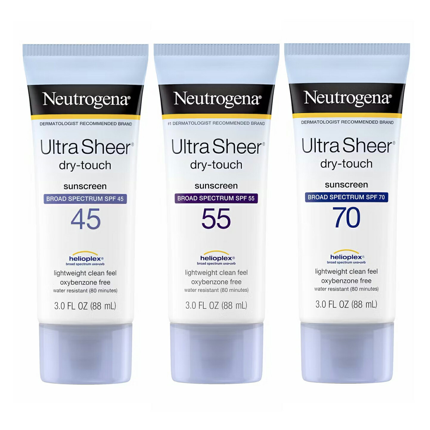 Neutrogena ニュートロジーナ ウルトラ シアー ドライ タッチ SPF70 SPF55 SPF45 サンスクリーン 日焼け止め 88ml オキシベンゾンフリー ブロードスペクトラム