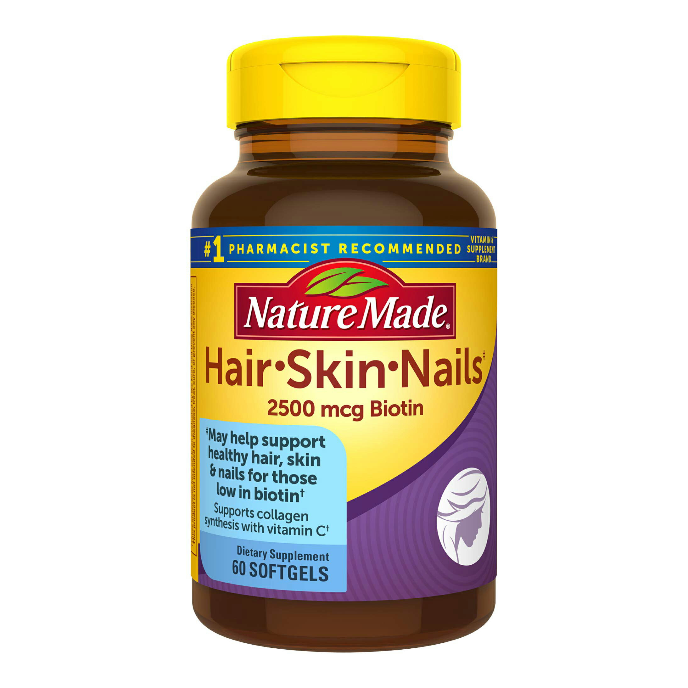 Nature Made Hair, Skin, Nails with Biotin Softgel, 2500 mcg, 60 Count by Nature Made