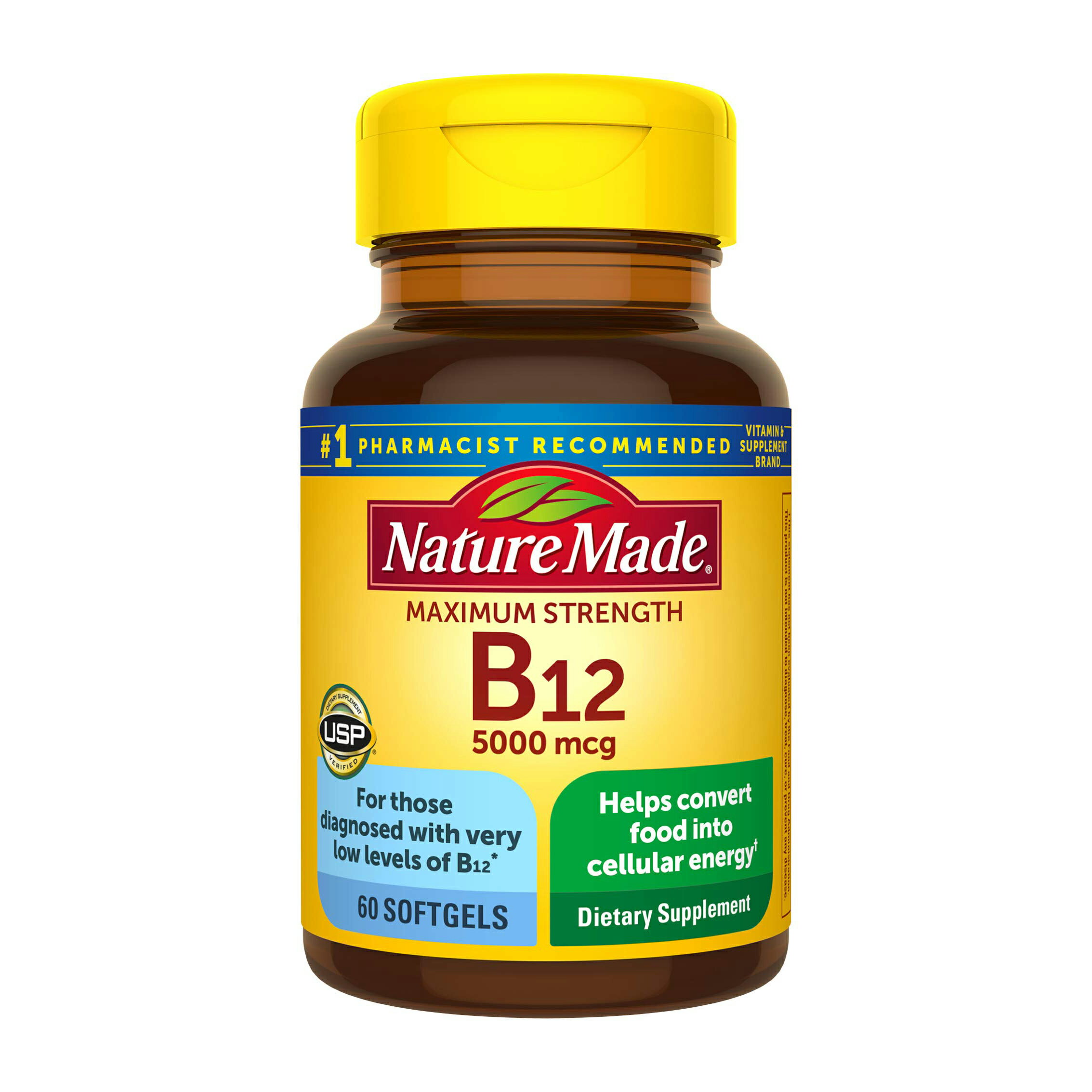 Nature Made Maximum Strength Vitamin B-12 Soft gel, 5000 mcg, 60 Count Overseas direct delivery