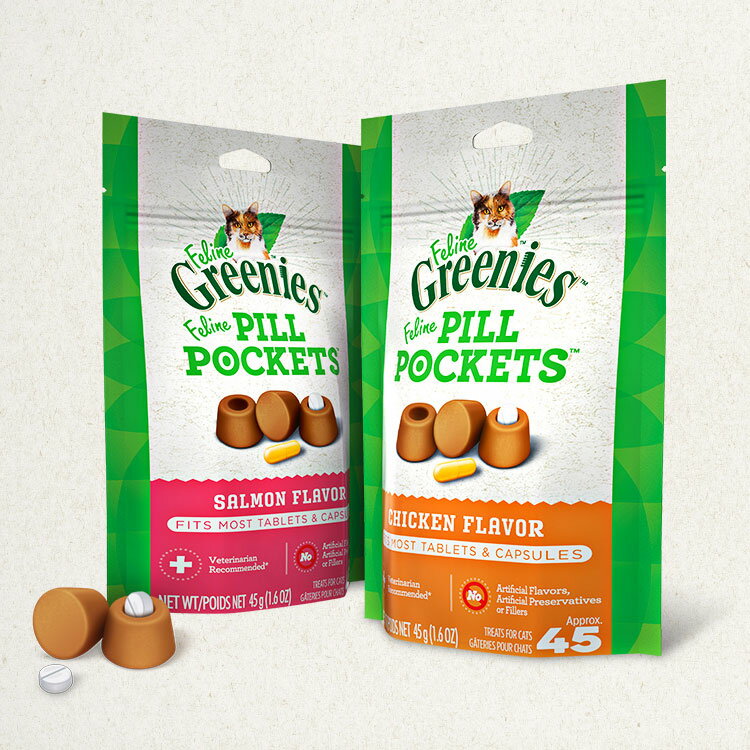 FELINE GREENIES PILL POCKETS グリニーズ ピルポケット 猫用 投薬補助 タブレット カプセル サーモン味 チキン味 45個 キャットフード 猫 薬 飲ませる 包む おやつ