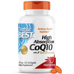 Doctor's Best High Absorption CoQ10 with BioPerine, Gluten Free, Naturally Fermented, Energy Production, 100 mg, 120 Count