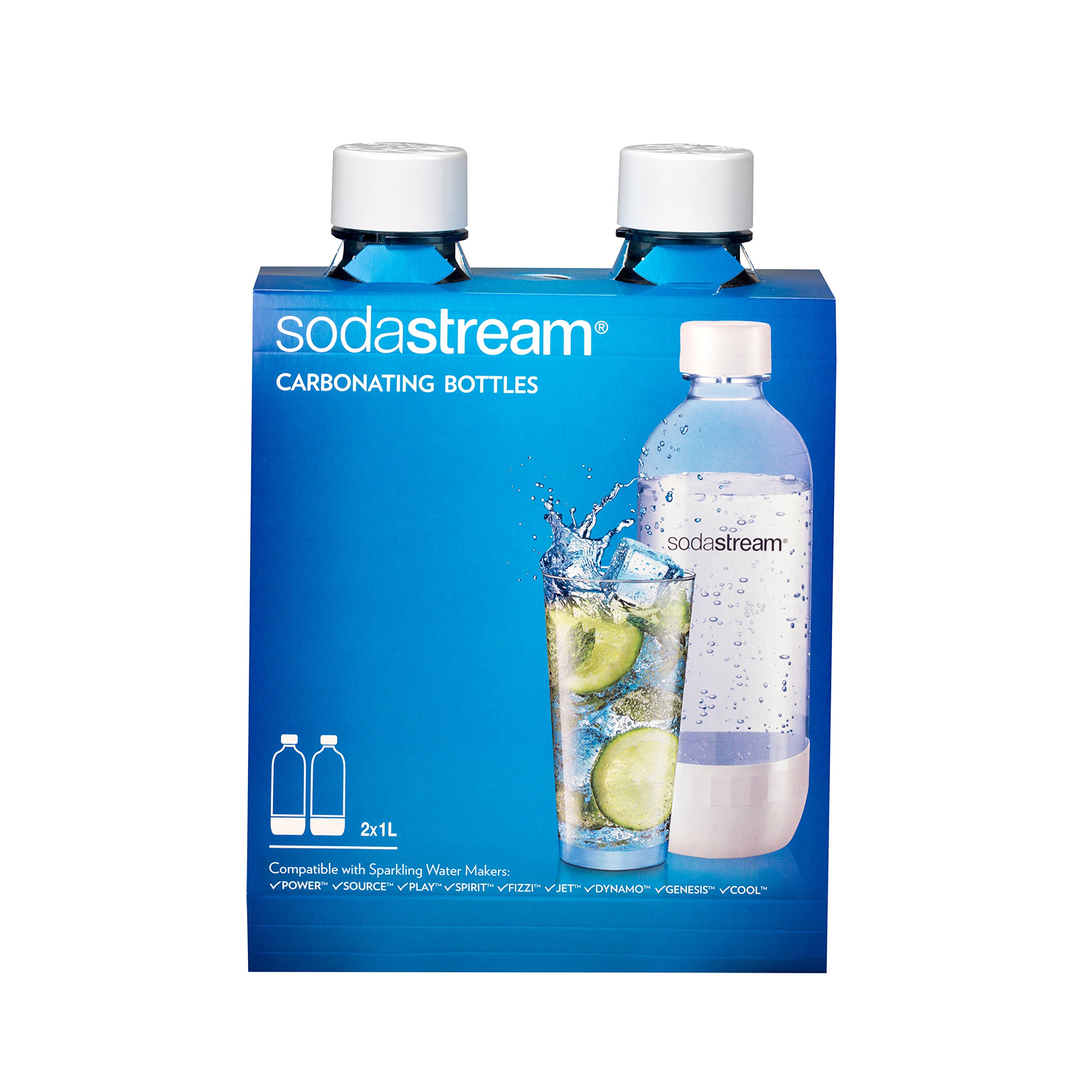 楽天otcforyouSodaStream Carbonating Bottle, 1 liter, White （Pack of 2）