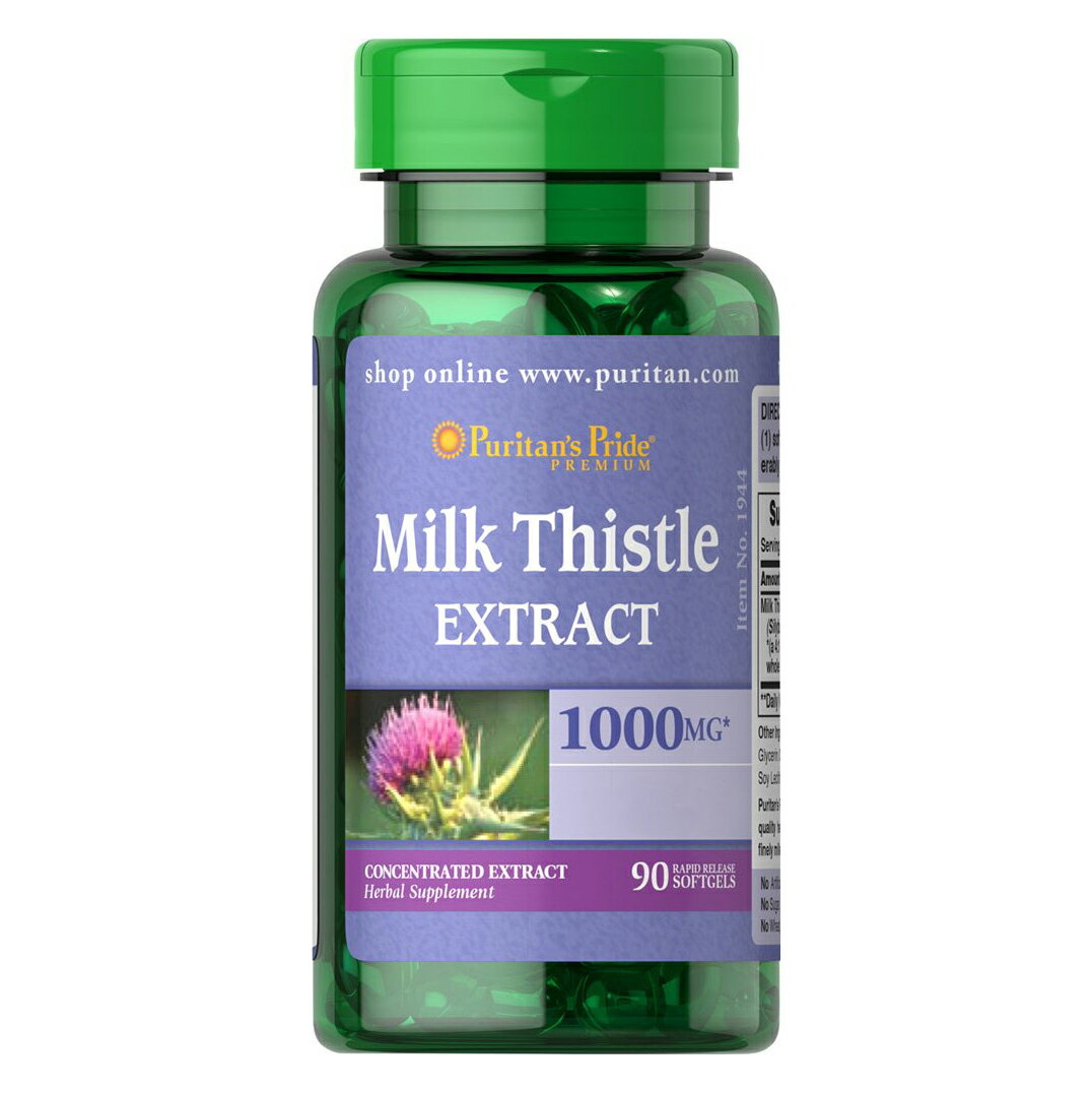 Milk Thistle 4: 1 Extract 1000 mg Silymarin 90 Softgel