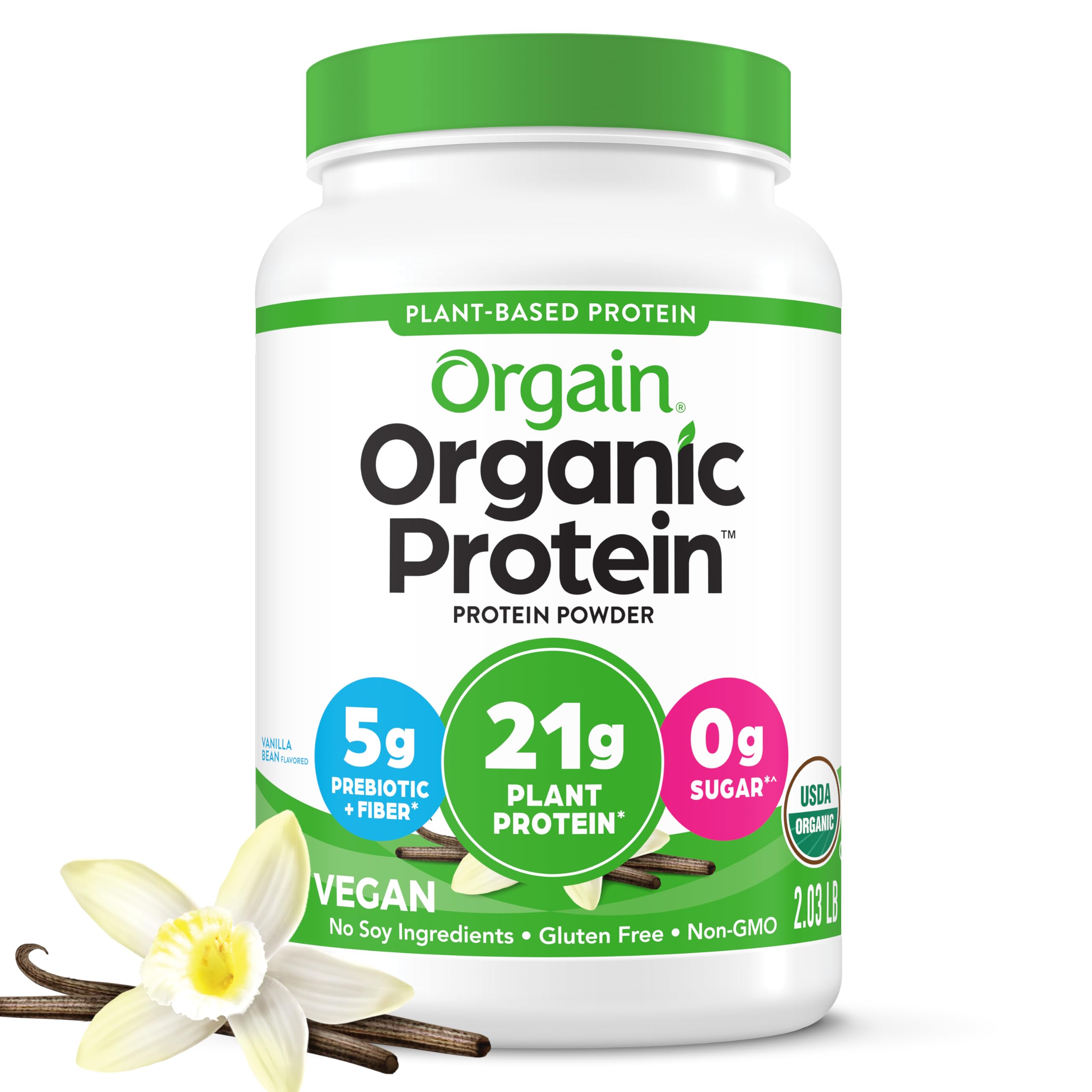 Orgain 920g Organic Protein Plant Based Powder, Sweet Vanilla Bean 2.05 lb