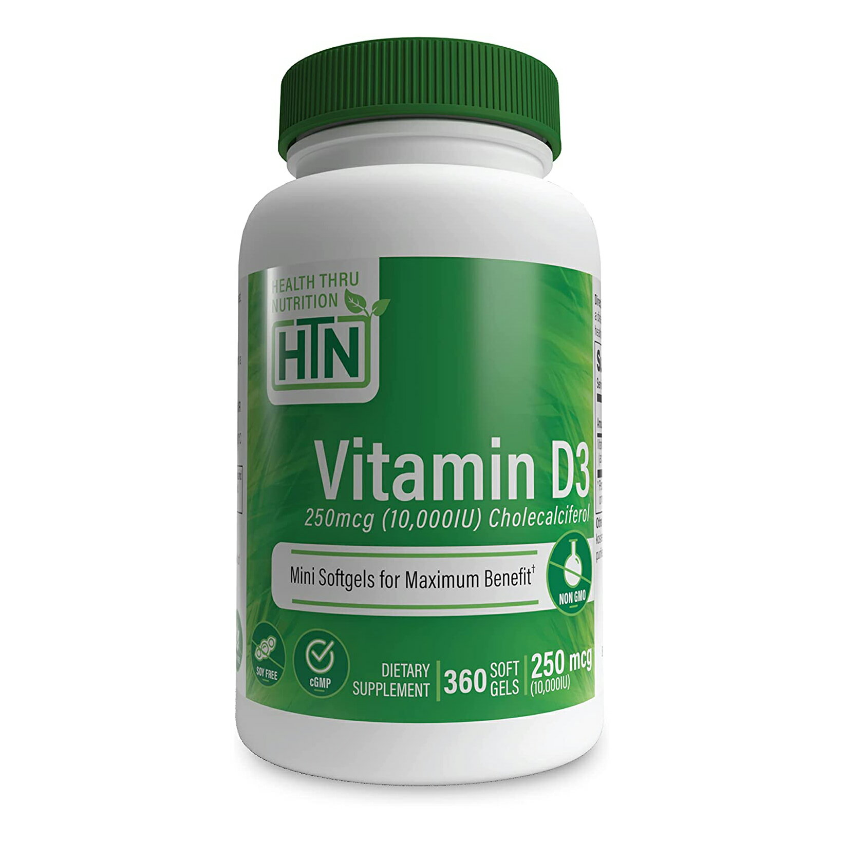 Health Thru Nutrition Vitamin D3 10,000Iu GMO Free Mini Softgels 360 Count