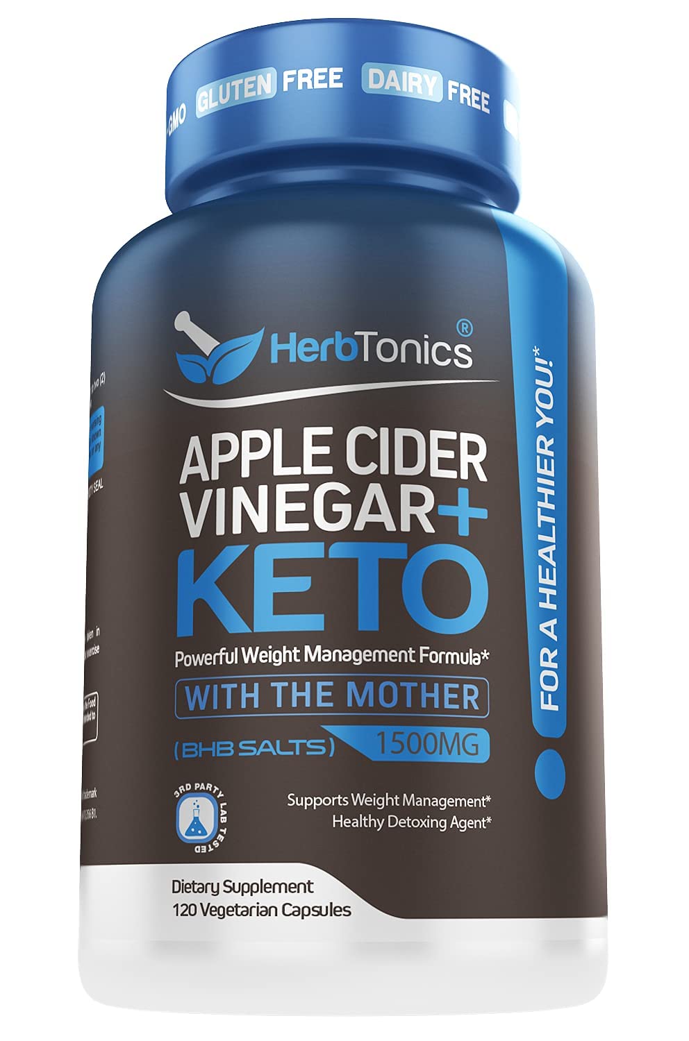 Herbtonics Apple Cider Vinegar + BHB + MCT Oil Diet Supplement 120 Tablets