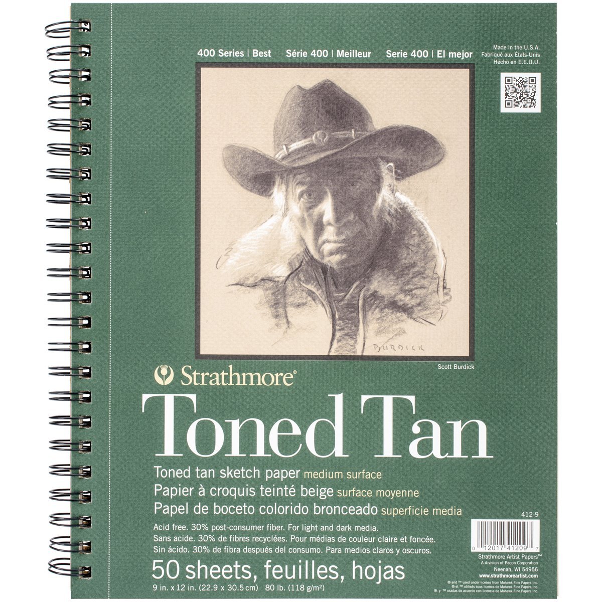 Strathmore 412-9 Tan Drawing 400 Series Toned Sketch Pad, 9 x12 , 50 Count
