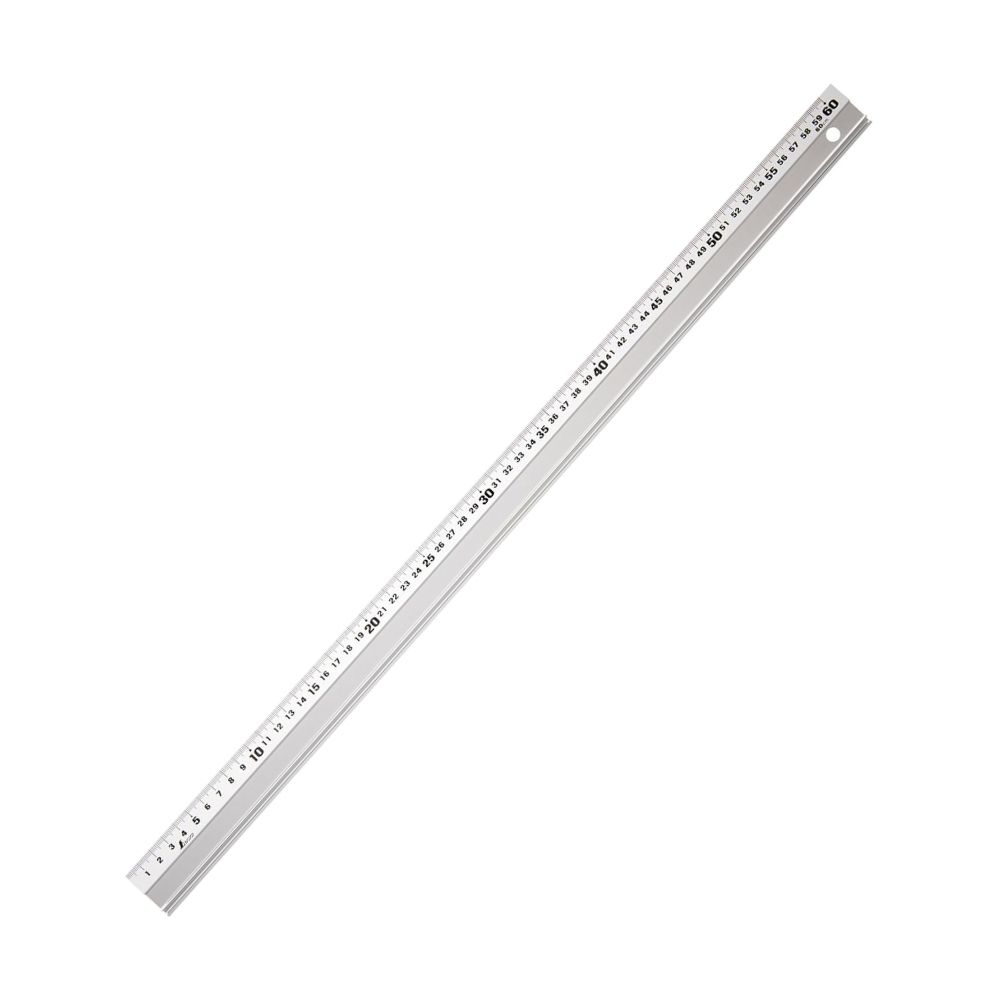 商品特徴 ・大きく鮮明な目盛数字を採用しており、読み取りやすいアルミ製直尺です。 ・軽量でサビにくく、丈夫なアルミ製です。 ・裏面にスポンジ製のスベリ止が付いており、軽い力で定規を押さえられます。 ・危険防止壁がカッター面より高く、カッターの刃が滑っても乗り越えにくい形状です。 ・長さの測定や線引き、溝引き、カッティングなどに便利です。 仕様 用途：長さの測定、線引き、溝引き、カッティング用 品番：65374 サイズ：610×35×5mm 重量：106g 長さの許容差：±0.28mm 材質：本体/アルミ、スベリ止/スポンジ メーカー シンワ測定株式会社 注意事項 ※アルミは温度の変化で伸縮しやすいため、精度を要する測定には使用できません。 ※商品パッケージには使用方法、安全上の注意などが記載されております。よくお読みいただいて、適切な方法でご使用ください。 ※リニューアルに伴い、パッケージ・内容等予告なく変更する場合がございます。予めご了承ください。