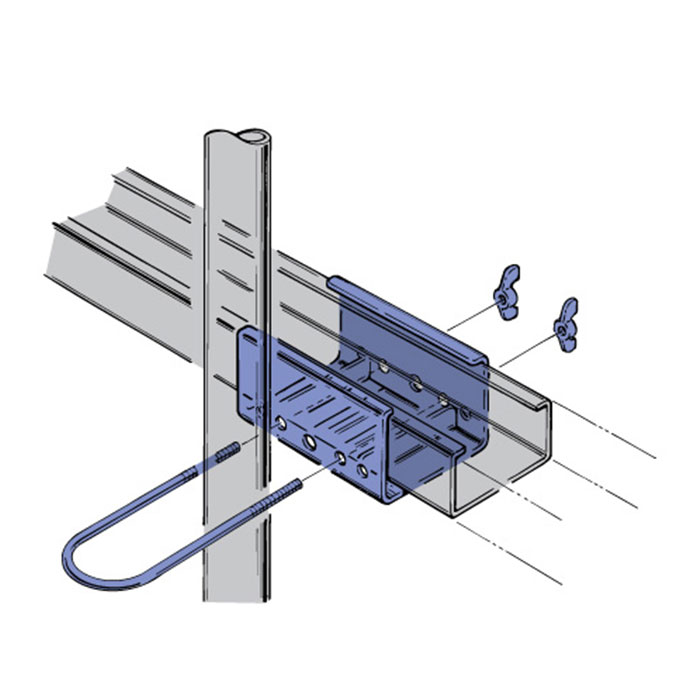 C鋼レール取付金具　ND-60-2R　丸パイプ19～32mm用
