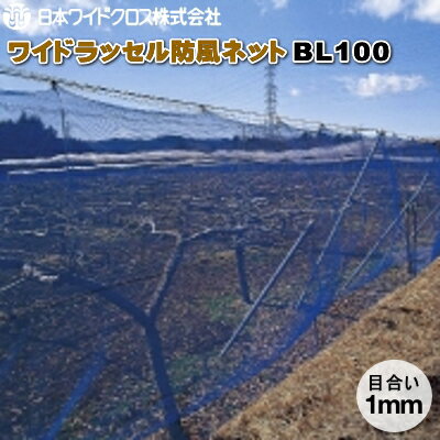 日本ワイドクロス　ワイドラッセル防風ネット　BL100　(ブルー)　目合1mm　幅2m×長さ50m