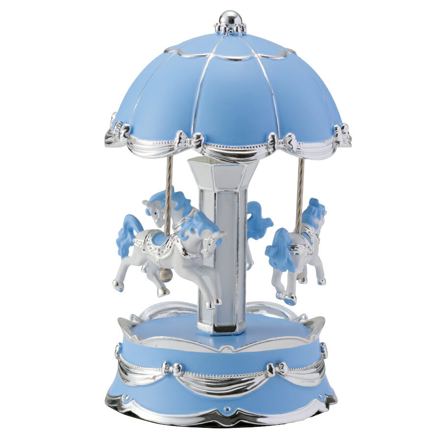 オルゴール メリーゴーランド S ブルー×シルバー イシグロ 12205