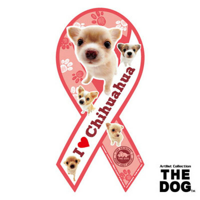Rakuten - リボンマグネット　THE DOG（ザ・ドッグ）チワワ クリーム 【メール便発送】【送料込】ちわわ マグネット リボン ステッカー