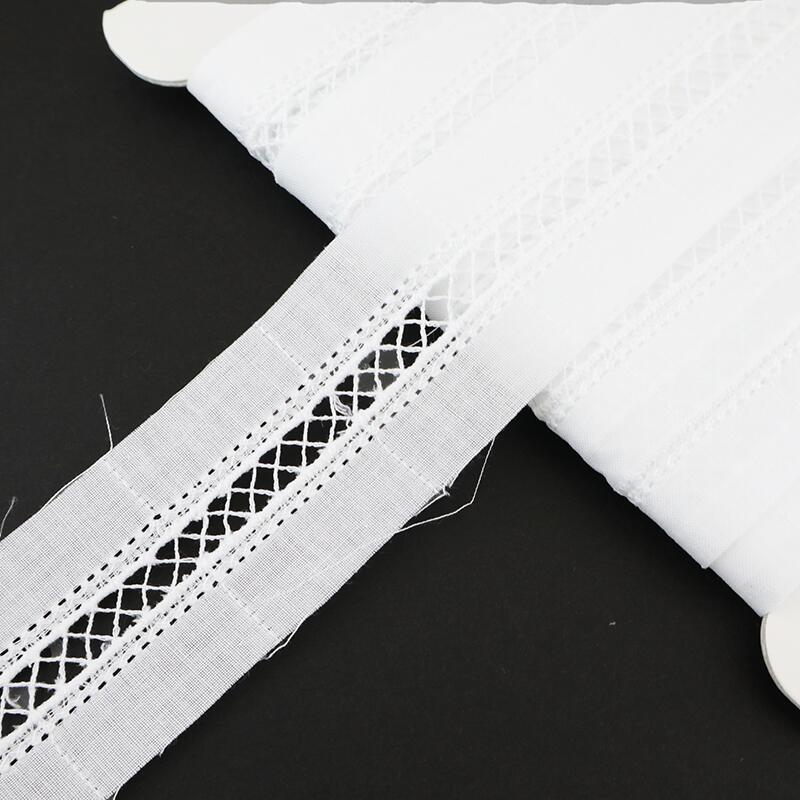 綿レース　はしごレース　綿100％　約34mm巾　ホワイト　1m単位のカット売り　ぬい服　ドール衣装　甚平