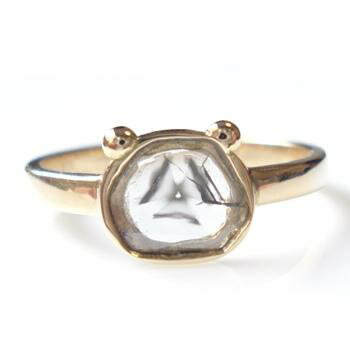 【moimoiオリジナル＆K18】『スライスダイヤモンド パンダ』リングK18イエローゴールド