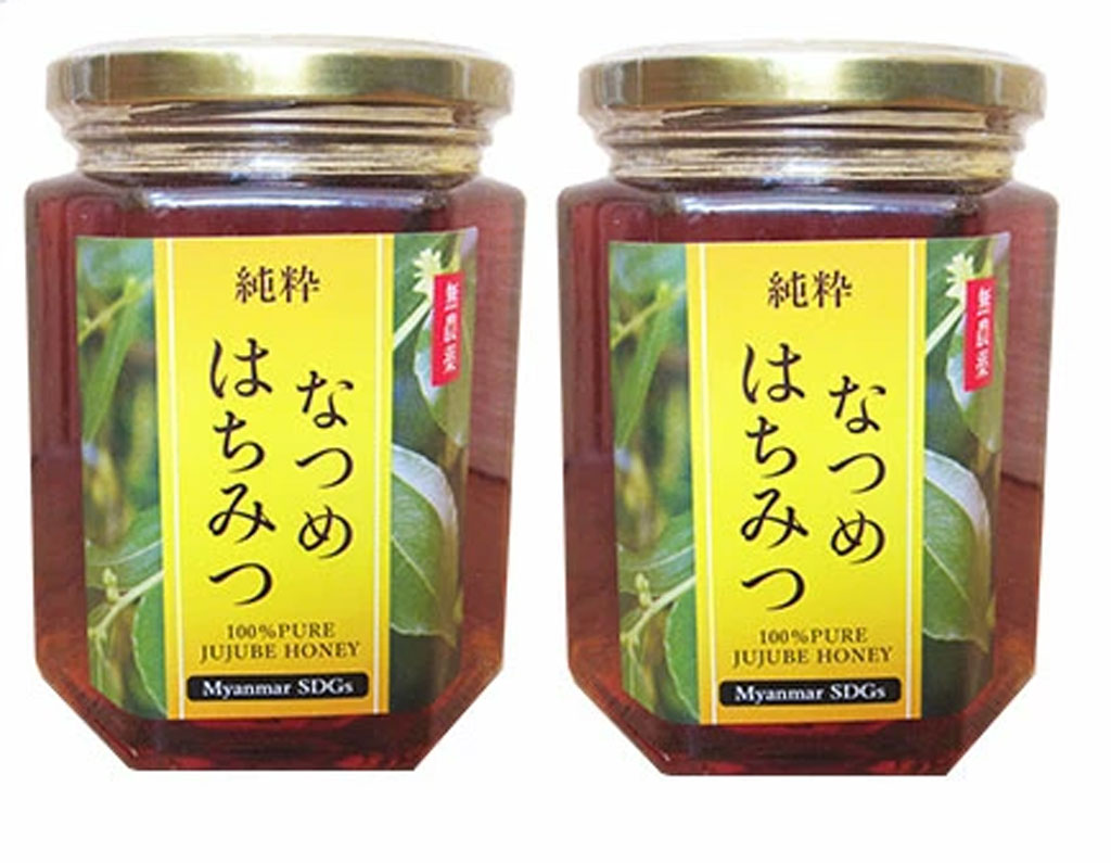 【純粋 なつめはちみつ】400g × 2瓶　蜂蜜 無農薬 ミャンマー ナツメ ハチミツ 自然栽培 花蜜 シドル はちみつ 非加熱 未精製 上品 美味しい おいしい 天然はちみつ 純粋はちみつ 栄養食品 健康食品 JUJUBE HONEY 【送料無料】