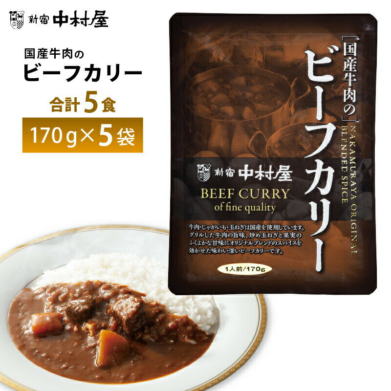 【最大200円OFFクーポン配布中】 新宿中村屋 ビーフカリー170g×5食 送料無料 レトルトカレー ポスト投函 メール便
