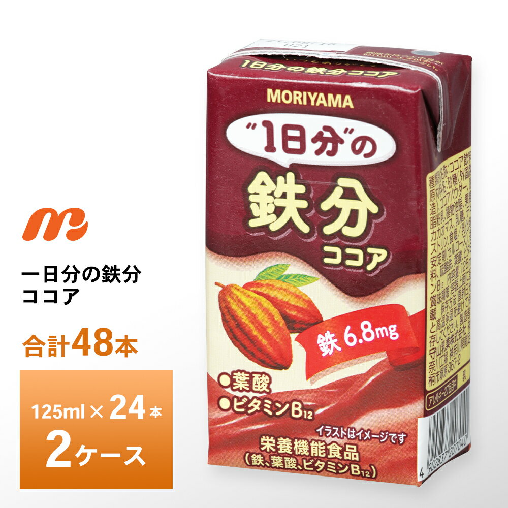 2ケース選べる 守山乳業 1日分の鉄分 ココア 125ml×48本 送料無料 常温保存 紙パック 栄養機能食品 鉄分 6.8mg入り 鉄 葉酸 ビタミンB12