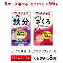 8ケース選べる チチヤス しっかり鉄分 おいしくざくろ 125ml×96本 紙パック 送料無料 常温保存 鉄分補給 プルーンヨーグルト味 ザクロヨーグルト味 貧血予防 しっかりポリフェノール ざくろヨーグルト味