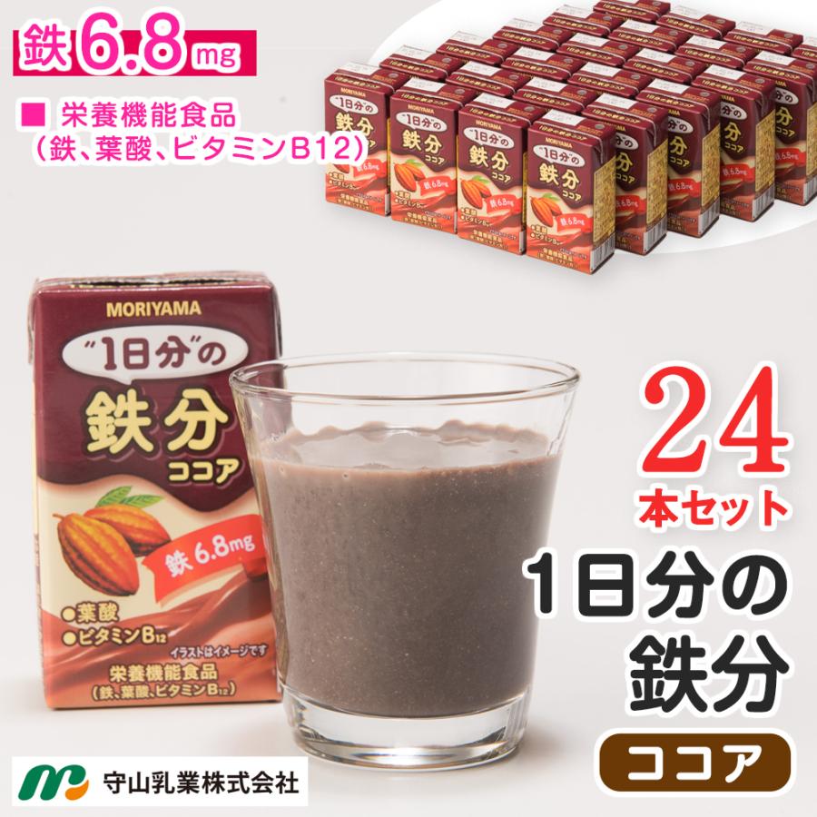 【6/4 20:00~エントリーでP10倍!!】 守山乳業 1日分の鉄分 ココア 125ml 24本 送料無料 常温保存 紙パック 栄養機能…