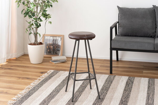 【スツール】 ハイスツール 椅子 イス いす おしゃれ コーデュロイ スチール 軽量 軽い 丸型 丸椅子 円形 丸スツール カウンタースツール ラウンド アンティーク チェア モダン レザー 革 皮 ブラウン 茶色 ブラック 黒