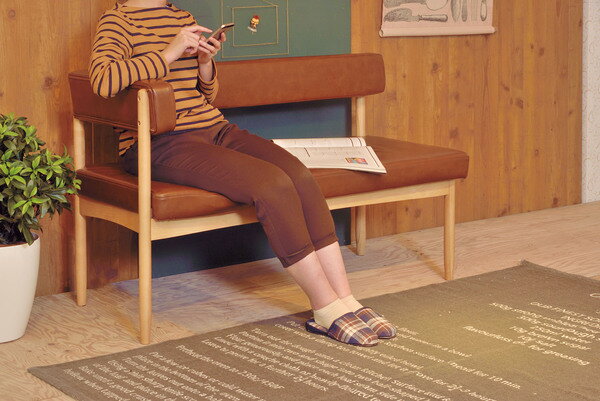 【エコモ ベンチ】 カフェ インテリア ダイニング ecomo 北欧 暖かい ファブリック 合皮 天然木