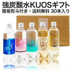 強炭酸水 クオス ギフトセット 500ml×30本 熨斗 送料無料 KUOS プレーン ラムネ ビア ハイボール グレープフルーツ フレーバー