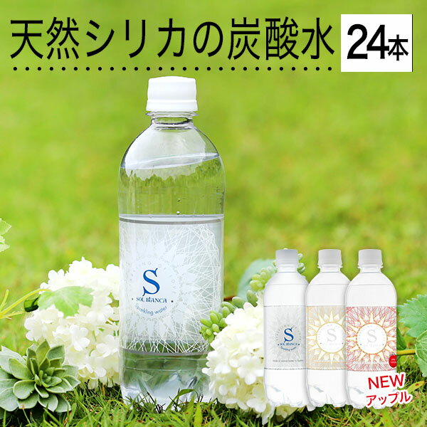 炭酸水 シリカ炭酸水 SOL BiANCA 天然シリカ水 ラベルレス 42.5mg/L プレーン レモン アップル ミネラル炭酸水 500ml×24本 スパークリ..