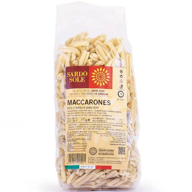 サルド ソーレ パスタ マッカロネス 500g SARDO SOLE MACARRONESイタリア/ サルデニア産パスタ セモリナ 常温 希少なショートパスタ