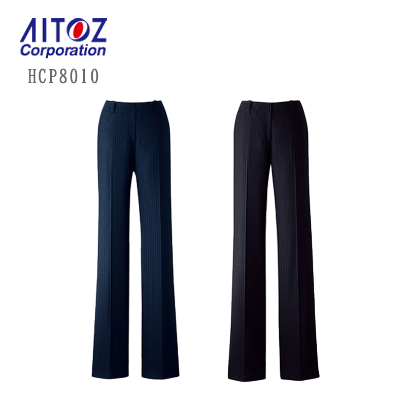 事務服 パンツ レディース HCP8010 アイトス ストレッチ ストライプ ストレート
