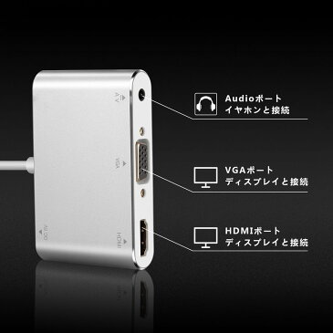 Lightning to HDMI VGA AV アダプター ipad iphone HDMI変換アダプタ 3in1 ケーブル 設定不要 高画質 大画面 高解像度