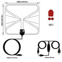 室内 HD テレビ 地デジアンテナ 室内 テレビアンテナ USB式地デジペーパーアンテナ 超薄型設置簡単 増幅器付き ケーブル付き