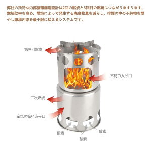 キャンプストーブ アウトドア用 ウッドストーブ 二次燃焼 燃料不要 キャンプ 焚火台 コンパクトステンレスストーブ 収納パック付通販格安セール情報 楽天 通販