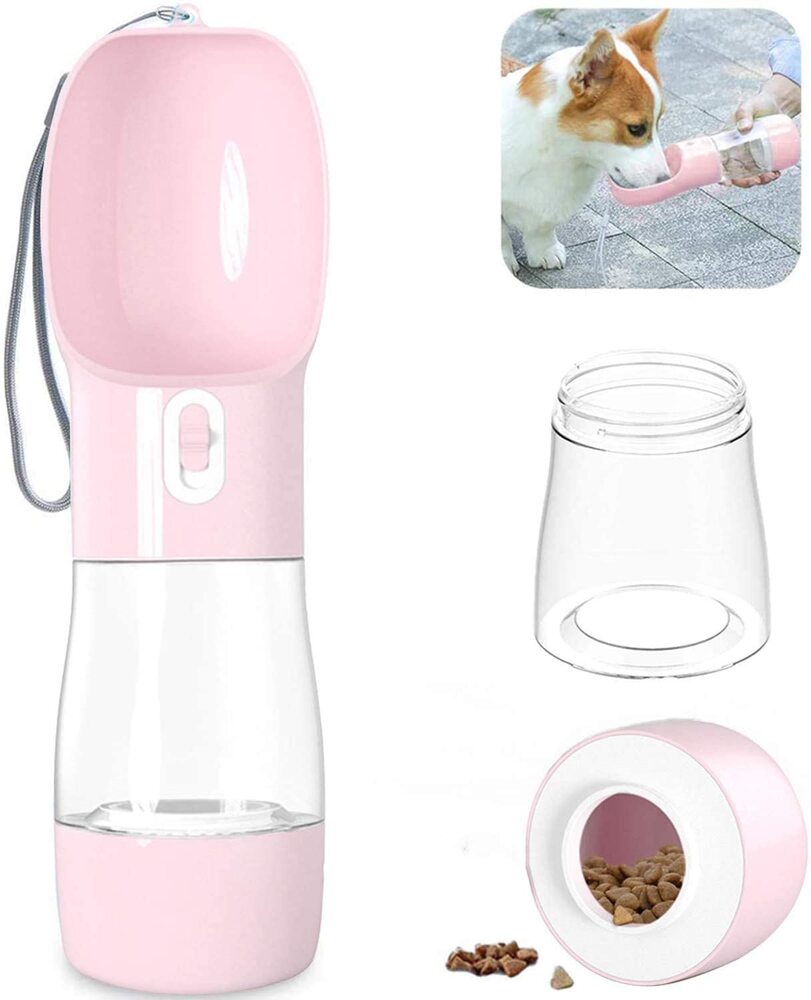 ペット給水器 水食一体 携帯用 散歩用 水飲みボトル
