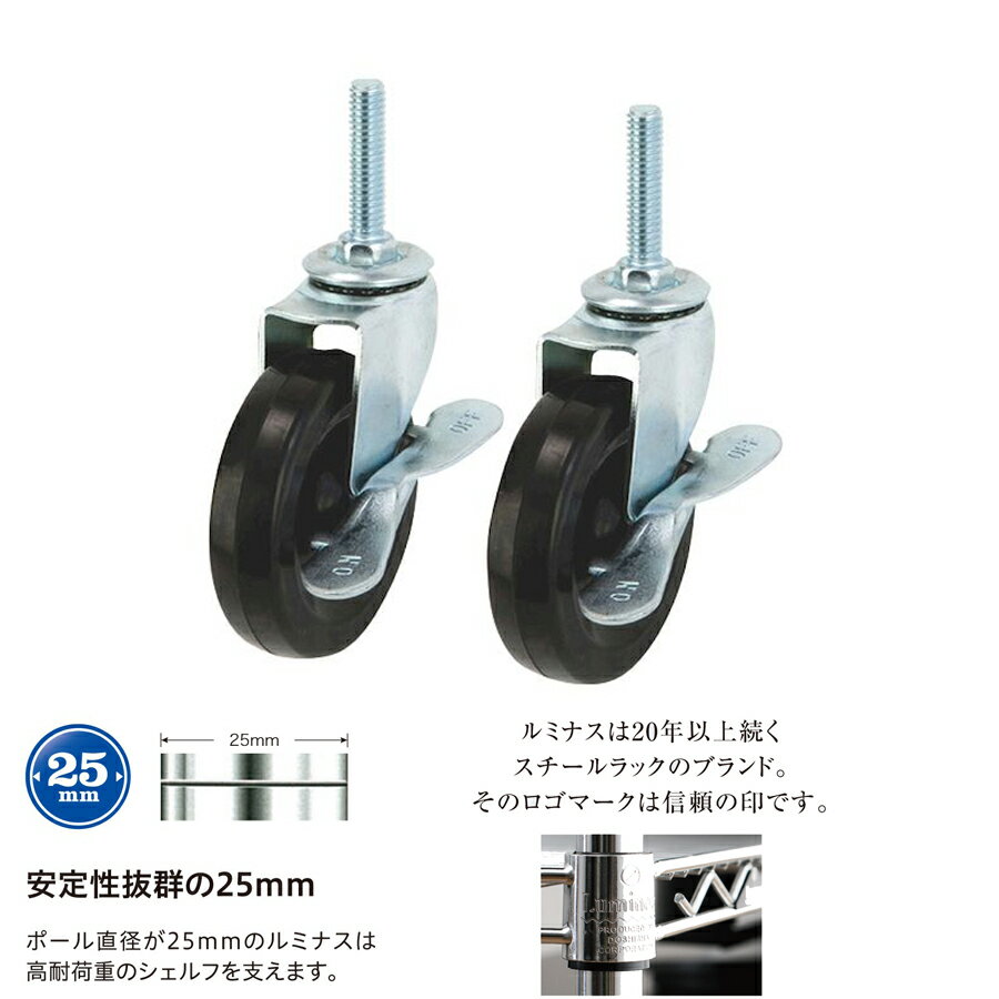 【ルミナス メーカー】［25mm ルミナス 対応パーツ］ゴムキャスター Φ75 ストッパー付/IHL-GCL075 [ラ..