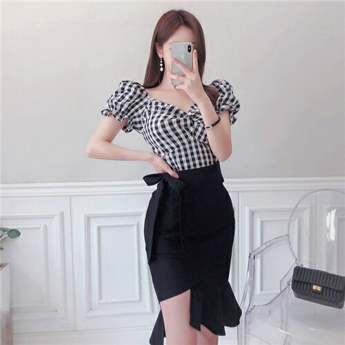 セットアップチェック柄ブラウスシャ...