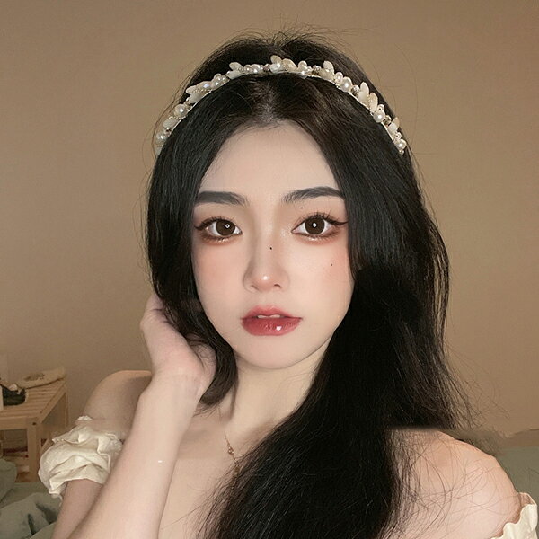 ヘアーアクセサリー　 カチューシャ　真珠　キラキラ　シンプル　 人気 流行　気質...