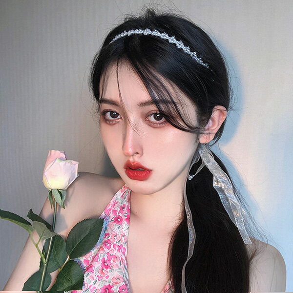 Rakuten - ヘアーアクセサリー　 カチューシャ　リボン付け　キラキラ　シンプル　 人気 流行　気質 百掛け sweet系 姫系　お嬢様　ヘアバンド ヘッドバンド ヘアピン プレスヘア カジュアル 上品 大人 かわいい おしゃれ フォーマル 二次会 結婚式 お呼ばれ 韓国ファッション