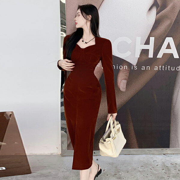 樂天商城 - 秋冬　タイトワンピース　 ドレスワンピース　ロングワンピース　セクシードレス　 姫系　お嬢様　長袖　オシャレ エレガント 大人可愛い　セクシー　オフィスレディー　OL　上品　 二次会　 結婚式 　お呼ばれ 20代30代40代 韓国ファッション