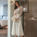 タイトワンピース ロングドレス レース切り替え パーティードレス ナイトドレスフォーマル 姫系 セクシーワンピース 上品 大人 きれいめ おしゃれ キャバ スナック パーティー 結婚式 ドレス お水 20代 30代 40代 ホワイト 韓国 レディース 服 春 夏 春夏(4)