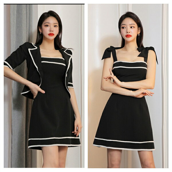 新作 セットアップ ブラウス ジャケット ワンピース 2点セット 2way レディース ツーピース aライン 着痩せ ミドル丈 膝丈 ノースリーブ 5分...