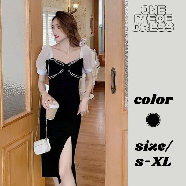 Rakuten - ワンピース　膝丈　セクシードレス　タイトワンピース　セクシー　パーティードレス　キャバドレス　セクシー姫系　お嬢様　春夏　着痩せ ミモレ丈　膝丈　オシャレ シンプル エレガント　黒 大人 上品 披露宴　結婚式　二次会　韓国ファッション