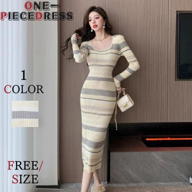 Rakuten - ワンピース　ニットワンピース　オフショル　ロング丈　セクシードレス　タイトワンピース　セクシー　パーティードレス　キャバドレス　セクシー姫系　お嬢様　春夏　着痩せ ミモレ丈　膝丈　オシャレ シンプル エレガント　ベージュ 大人 上品 　二次会　韓国ファッション