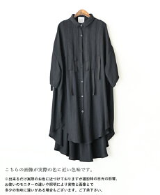 シャツワンピース。ブラック。羽織り。ドローストリングデザイン。シンプルな中の遊び心8/2522時販売新作×メール便不可