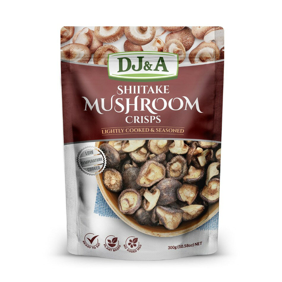 【商品の特徴】天然の原料を使用 / ビーガン / MSG不使用一般的なポテトチップスを作る製法とは異なり、少ない油で低温調理しています。 着色料、香料、保存料不使用。コーシャ、ハラル認証を取得。 300gのパックを作るのに約840gのしいたけをそのまま使っています。 袋からそのままお菓子として食べてももちろん美味しいですが、スープやサラダに砕いて振り分けても合う商品です。