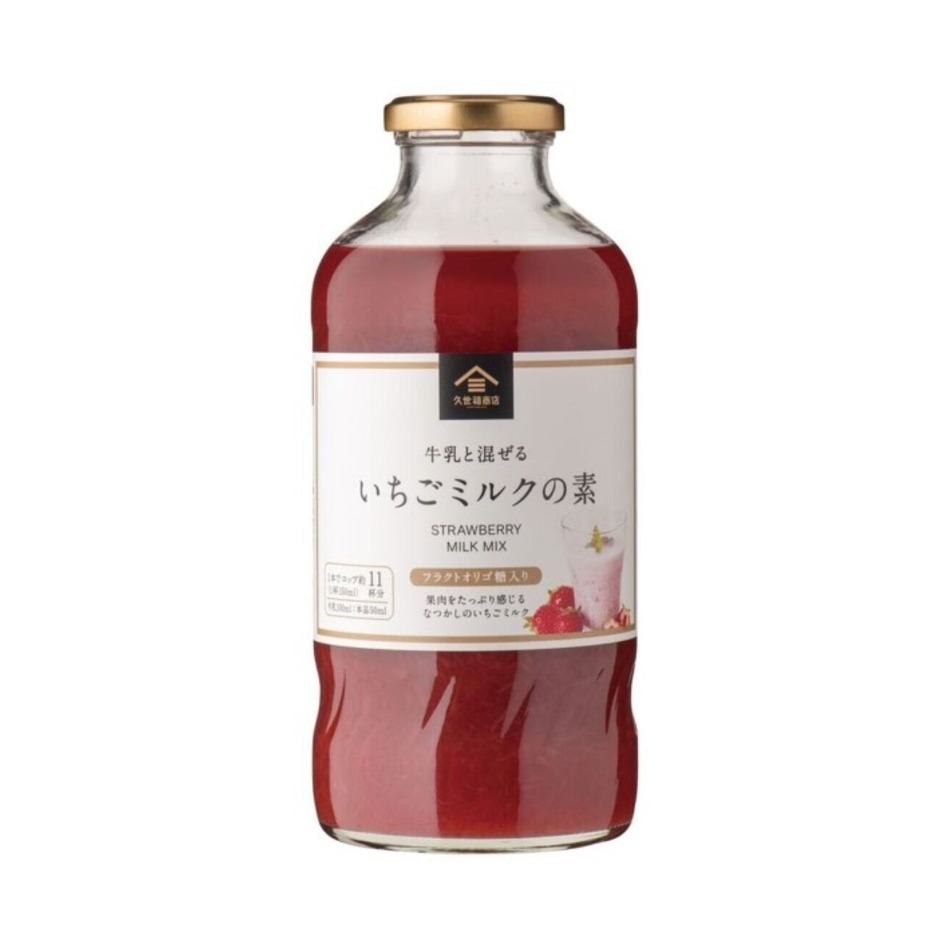 【商品の特徴】いちご本来のおいしさを最大限に生かすため、余計なものは加えず自然なおいしさにこだわりました。 / いちごの含有率もたっぷり55％。とろりと濃厚、プチプチとした食感をお楽しみいただけます。 / 着色料や香料、保存料不使用。 / お子様のおやつタイムや、最近増えたおうち時間の気分転換に少し贅沢なひとときを過ごしたい方にもおすすめの商品です。内容量：　575（1杯150 ×11杯分） 主な原料：いちご、砂糖、バニラビーンズ いちごミルクレシピ（牛乳100cc：いちごミルクの素50cc ） 国内製造。フラクトオリゴ糖入り。 炭酸で割ったり、ヨーグルト、パンケーキのトッピングなど等スイーツのお供に。リキュール、ワイン等アルコールと割るのもお勧めです。レシピページ(外部ウェブサイト)