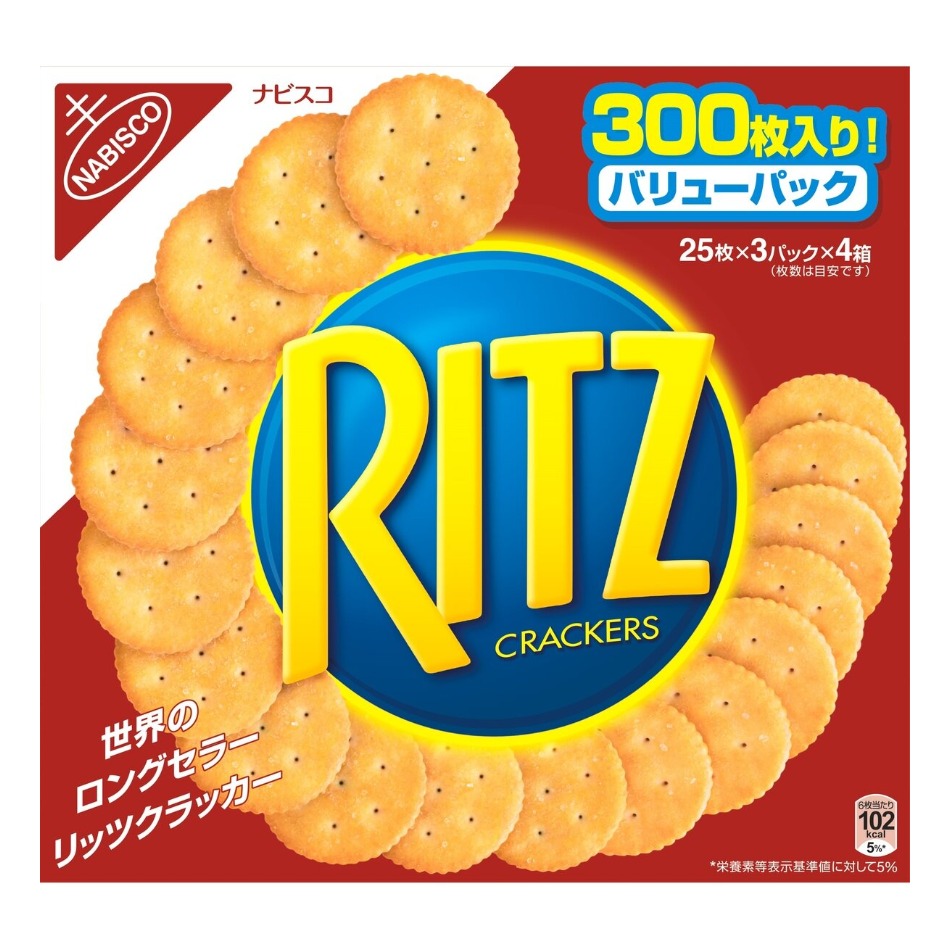 【商品の特徴】世界のロングセラーリッツクラッカー。 / サクサクとした食感と香ばしい風味はどのような食材にでも合う万能なクラッカー。 / 75枚入りのリッツクラッカーLが大きなリッツクラッカーの箱に4箱入った、コストコ限定のお得なパックアメリカで1934年に発売されて以来の世界のロングセラー リッツクラッカー。クラッカーの香ばしい風味、サクサクの食感、そのままでも、ディップしたりトッピングしたり、何にでもあわせやすい万能型のクラッカー。甘いものや、塩気のあるものにも合うので、おやつやおつまみなど様々なシーンで活躍してくれる。みんなで集まるパーティーなどでも大活躍のリッツ。