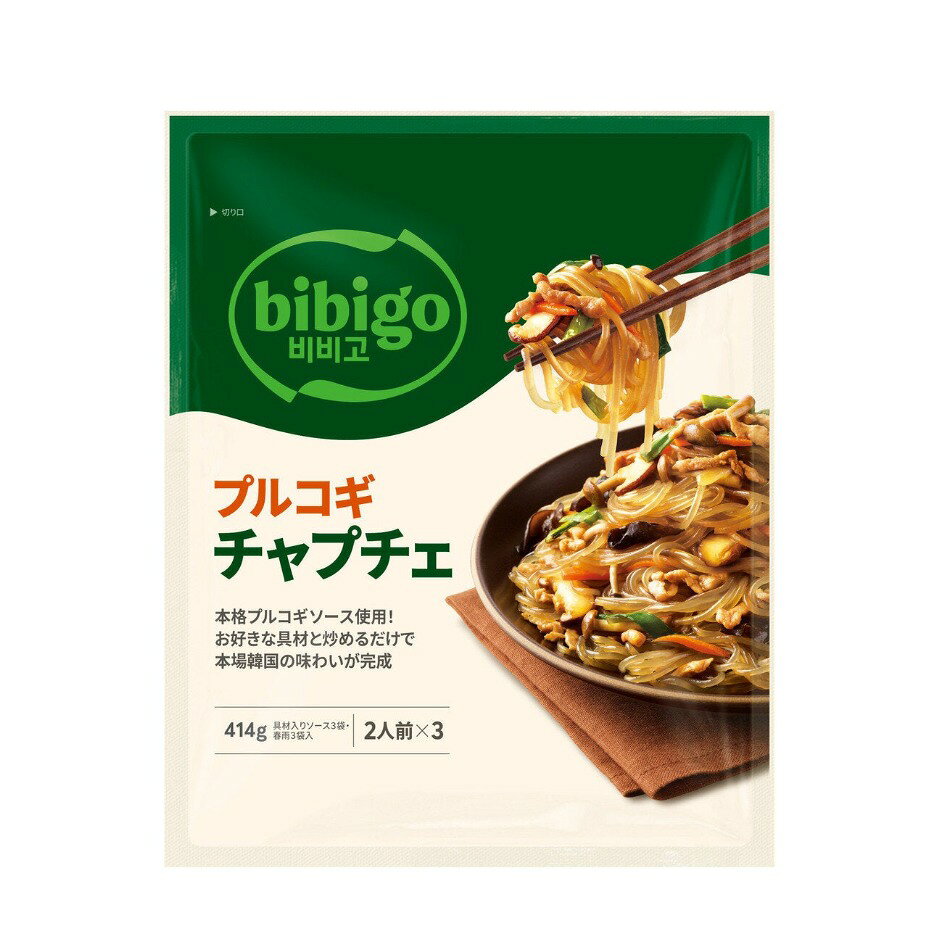 【商品の特徴】もちもち食感のさつまいも春雨を使用 / 4種の具材入り / 内容量：414ｇ / 2人前 x 3フライパンひとつで簡単に韓国本来の味を感じることができる！さつまいも春雨でつるつる、もちもちの食感！多彩な具材入り(たけのこ、にんじん、きくらげ、えのき) 、お好きな材料をいれて、自分好みにアレンジしてお楽しみください。