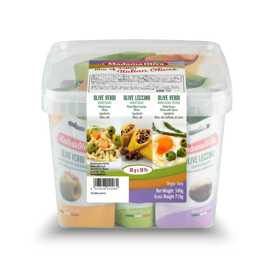 【商品の特徴】30g x 18袋 / 個包装 / 美しい楕円形が特徴 / 甘味がありマイルドな味わい。マダマ オリーヴァは、１９８９年にカステル マダマの主要なオリーブ農家と共にカルソーリに創立されました。イタリア国内はもちろん、世界４０ヶ国に輸出しています。しっかりとした歯ごたえがあり美しい楕円形が特徴。鮮やかな緑色は本来の色で着色はしていません。甘味がありマイルドな味わい。