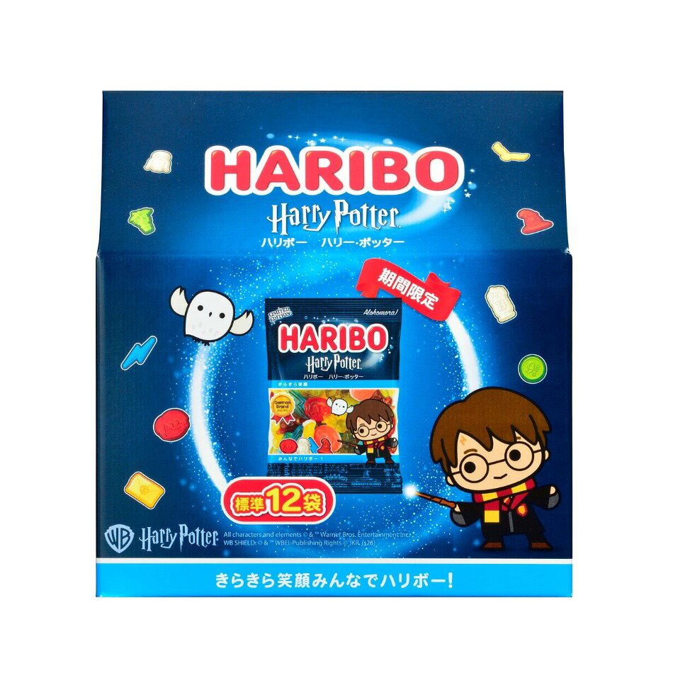 【商品の特徴】6種類の魔法のグミ / わたあめ / スィートアップル / レモンソルベ / チェリー / キャラメル / コーラ / 12袋ハリー・ポッター誕生25周年の節目に、待望のハリボーハリー・ポッターグミ発売 ハリーやヘドウィグなどをかたどった、6種類の魔法のグミを味わってみよう！※封入されているグミの形はランダムです。・わたあめ・スィートアップル・レモンソルベ・チェリー・キャラメル・コーラ